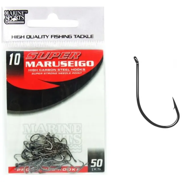 Anzol Marine Sports Super Maruseigo Black Nickel 10 com 50 pçs