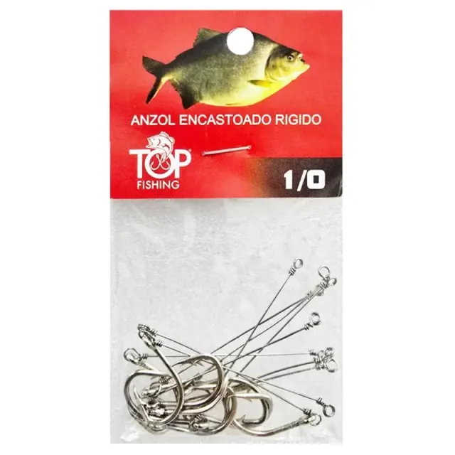 Anzol Top Fishing Chinu Encastoado Rigido 1/0 com 10 pçs