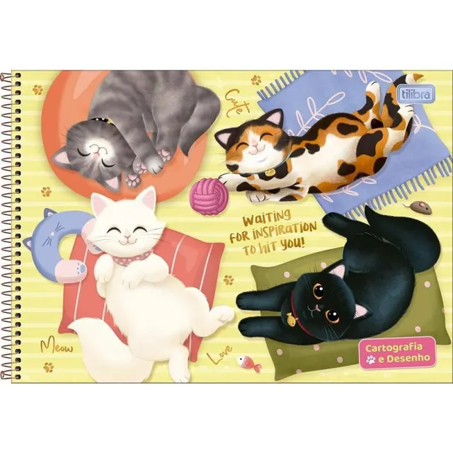 Caderno de Desenho Tilibra Purrfect Cats com Capa Dura – 80 folhas