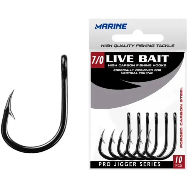 Anzol Marine Sports Live Bait Black 07 com 10 pçs