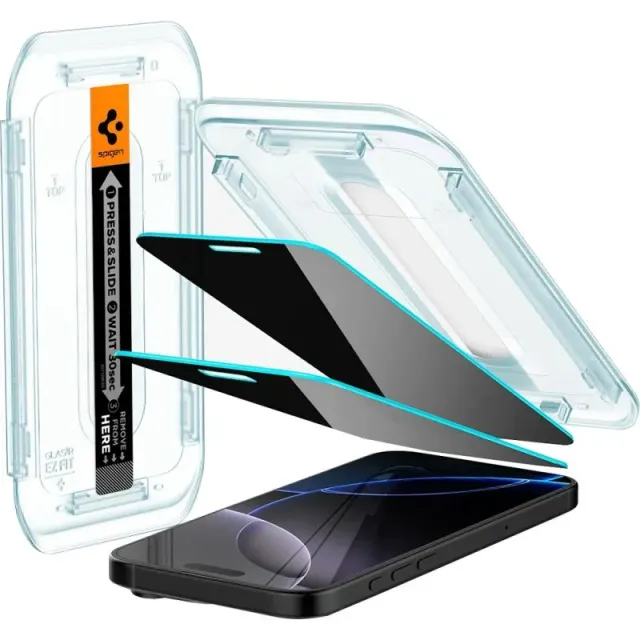 Película Spigen para iPhone 17  Pro/17 / 16 Pro GLAStR Ez Fit Privacy AGL07929 – (2 Pack)