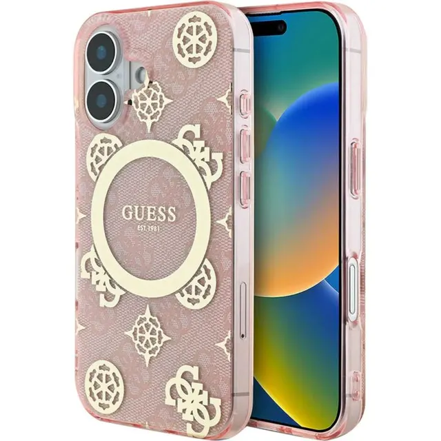 Capa Guess para iPhone 16 Plus GUHMP16MH4PYEEP – Pink/Gold