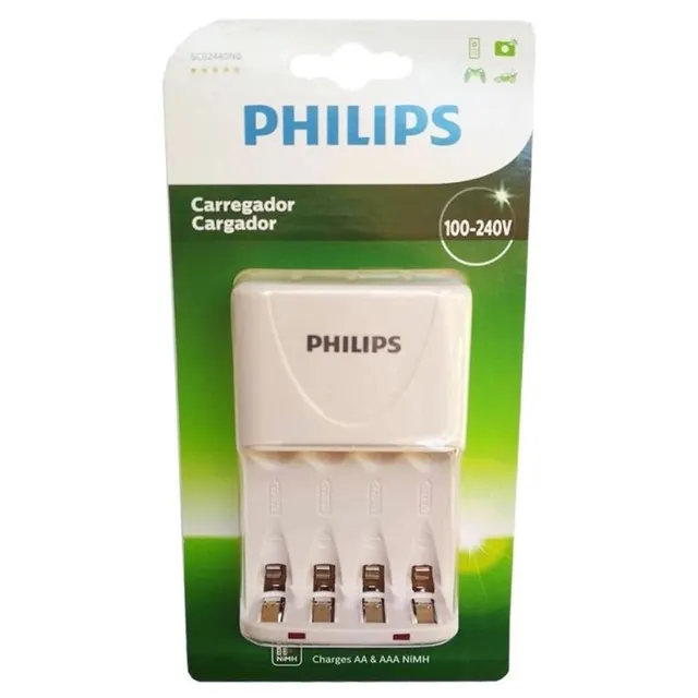 Carregador de Pilha Philips SCB2440NB/97 AA/AAA (Bivolt)