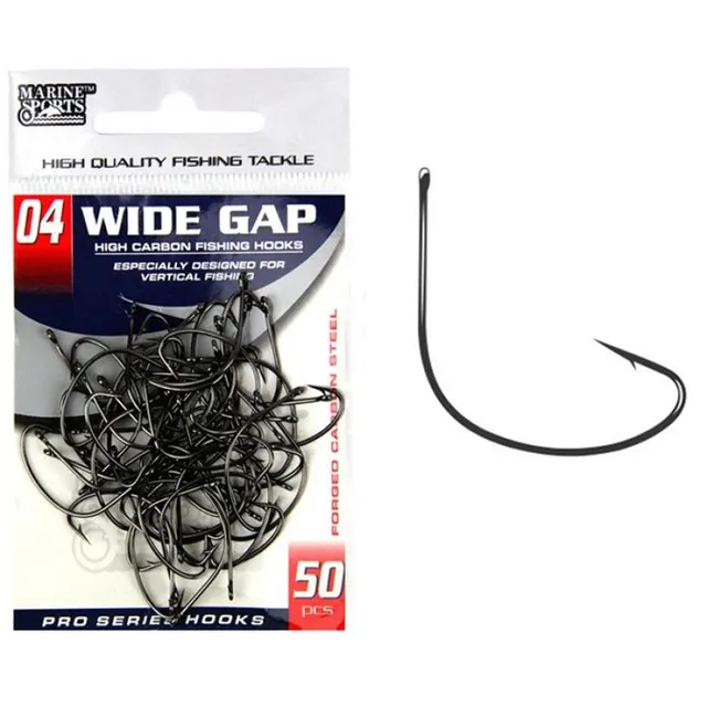 Anzol Marine Sports Wide Gap Black Nickel 04 com 50pçs