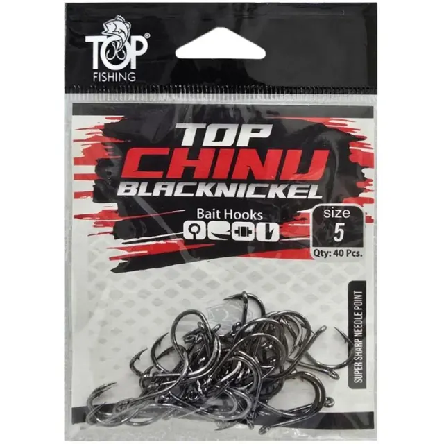 Anzol Top Fishing Chinu Black Nickel 05 com 40 pçs