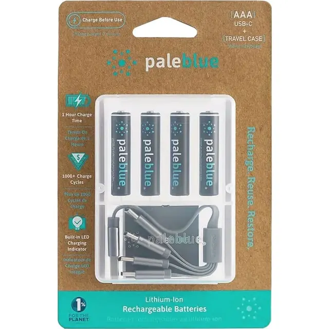 Pilha AAA Recarregável Paleblue USB-C 600mAh PB-AAA-C (4 Unidades)