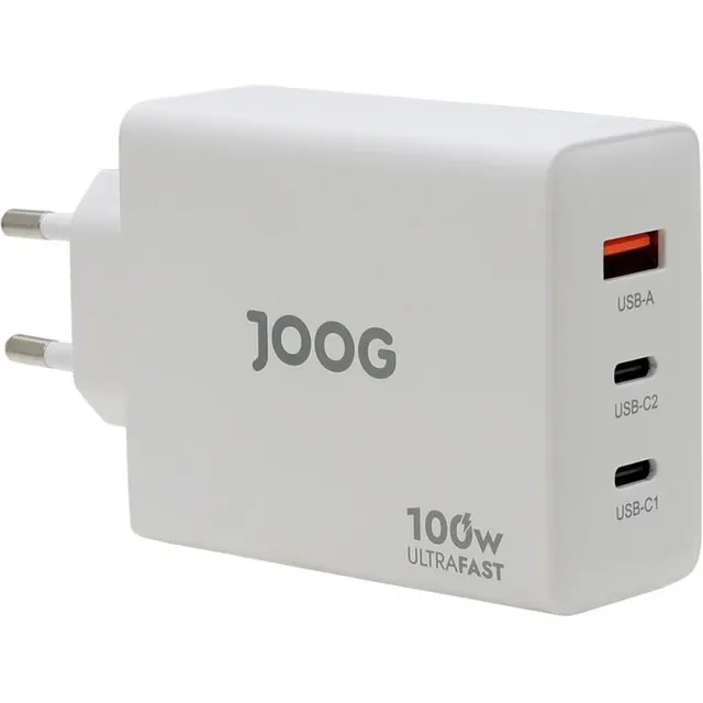 Carregador de Parede Joog PD Charger PD100W-JG 100W UltraFast USB-A + 2 portas USB-C