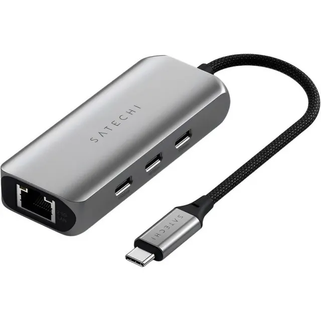 Adaptador Hub Satechi USB-C 4 em 1 com Ethernet de 2,5 Gigabit ST-H3C25EM