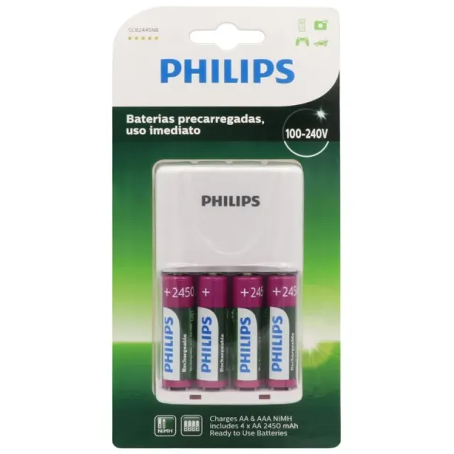 Carregador Pilha Philips SCB-2445NB/97 AA/AAA