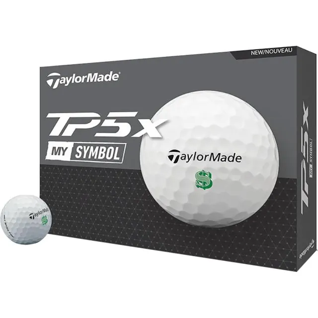 Bola de Golfe TaylorMade TP5X My Symbol Dollar – Branco (12 Unidades)