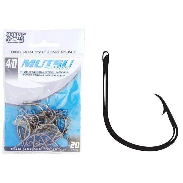 Anzol Marine Sports Mutsu Black Nickel 4/0 com 20 Pçs