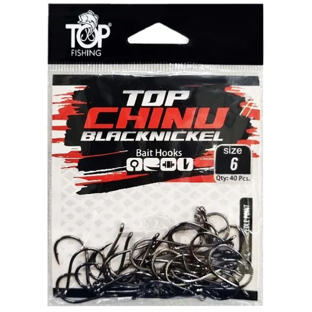 Anzol Top Fishing Chinu Black Nickel 06 com 40 pçs